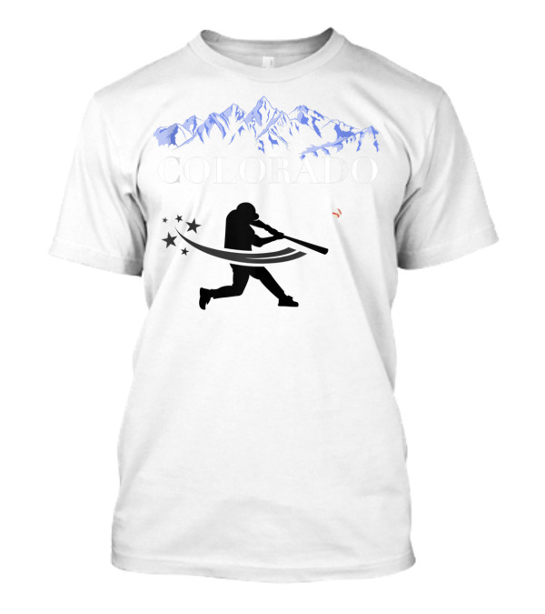 Colorado Baseball Player With Rocky Mountain T-Shirt