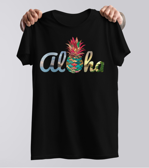 Aloha Pineapple Mermaid Coral Hawaii Girls T-Shirt