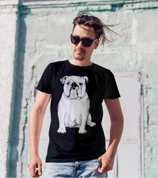 English Bulldog Dog Lover Owner Art Sketch T-Shirt