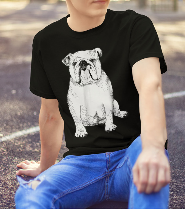 English Bulldog Dog Lover Owner Art Sketch T-Shirt