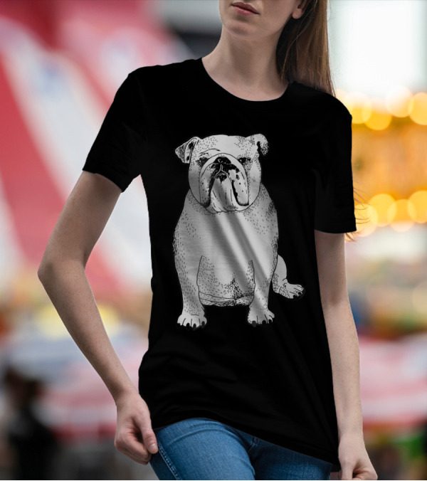 English Bulldog Dog Lover Owner Art Sketch T-Shirt