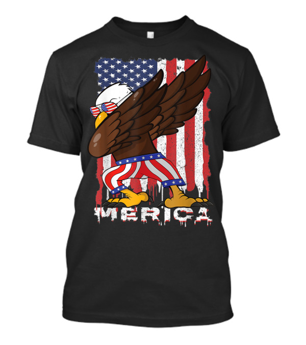 4th Of July Dabbing Eagle Merica Flag Pride USA Kids T-Shirt