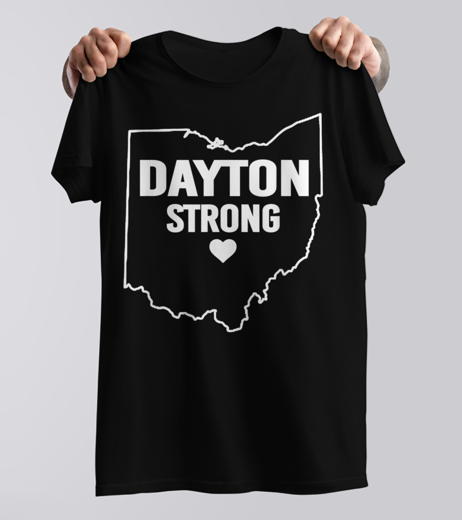 Dayton Strong Ohio Map 937 Heart Symbol For Disaster Support T-Shirt