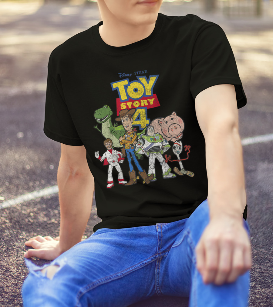 Disney Pixar Toy Story 4 Woody Buzz Rex Hamm Forky Duke Caboom T-Shirt