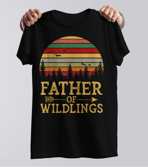 Father Of Wildlings Sunset Vintage Arrow Forest T-Shirt
