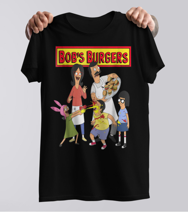 Bob's Burgers Family Fun Chaos With Burgers And Condiments T-Shirt