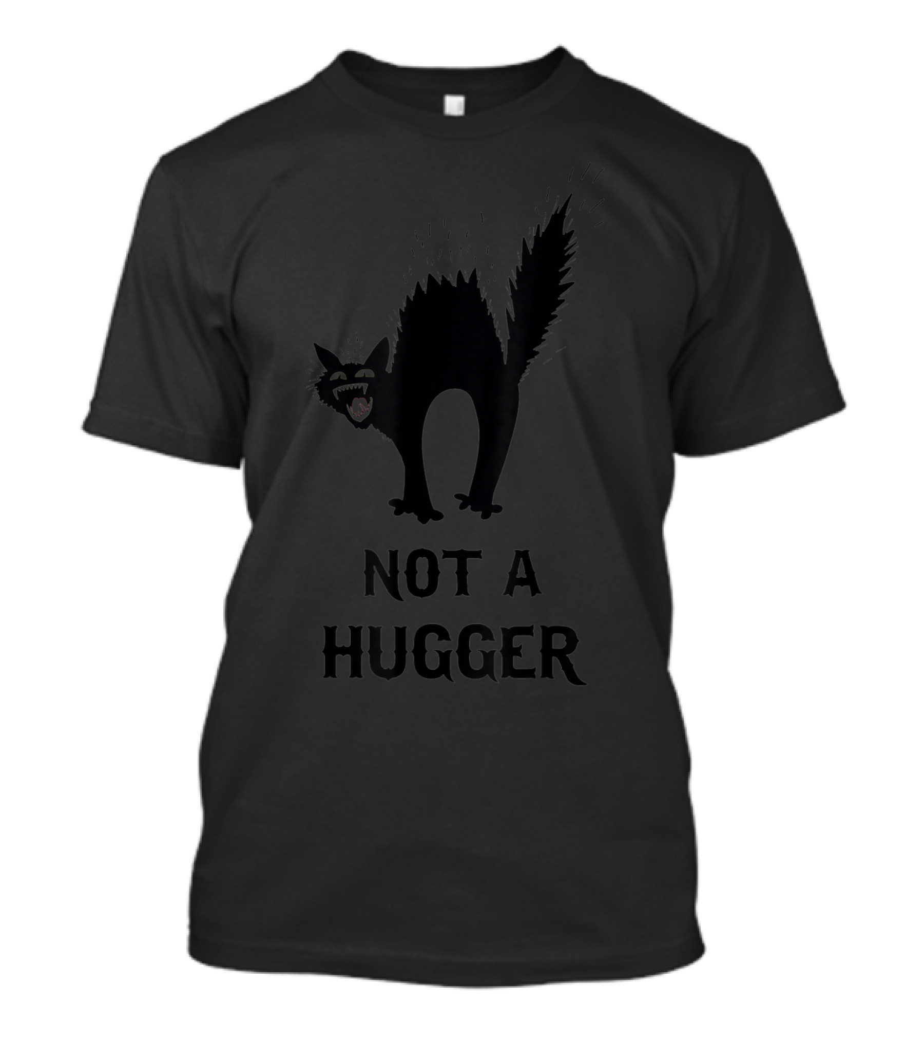 Not A Hugger Angry Black Cat T-Shirt