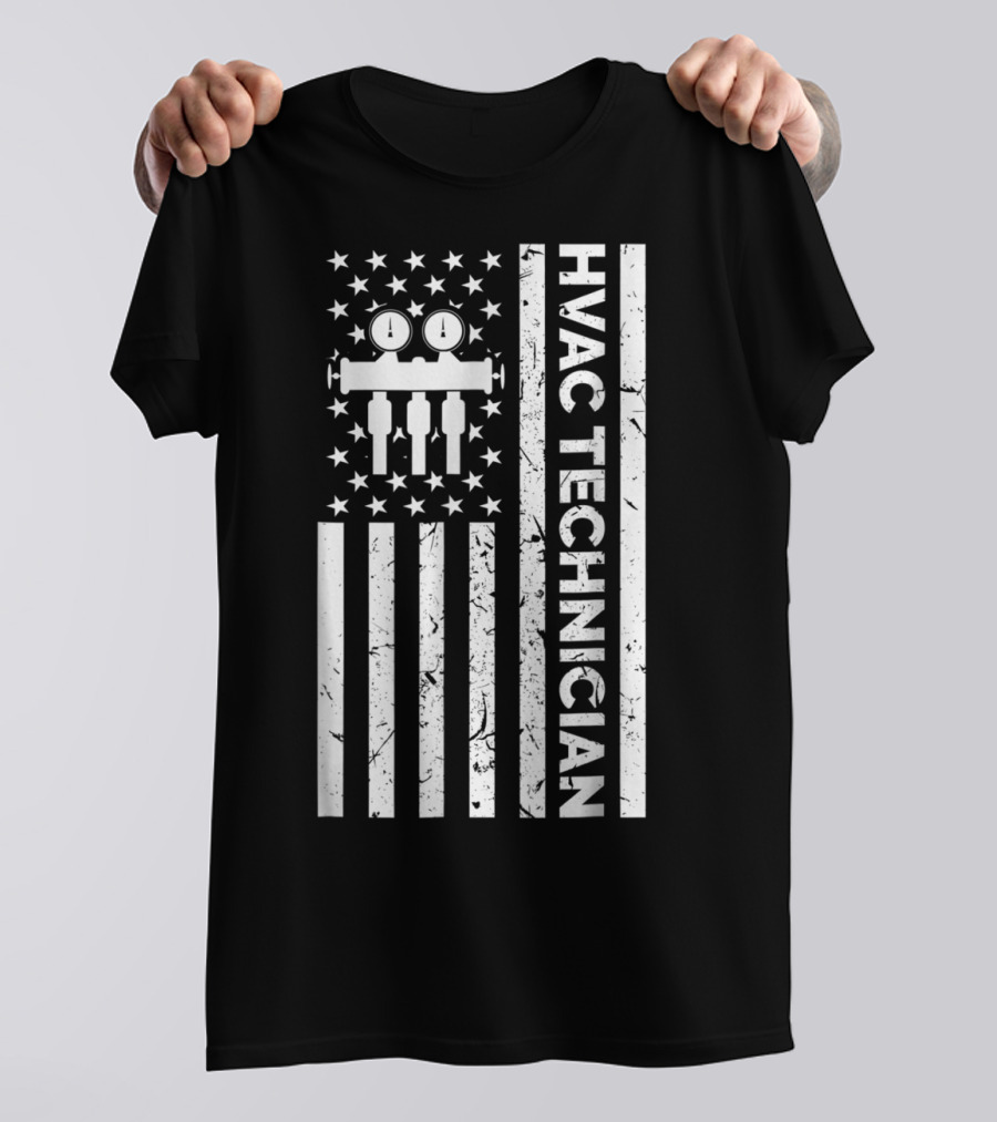 American Flag HVAC Technician T-Shirt