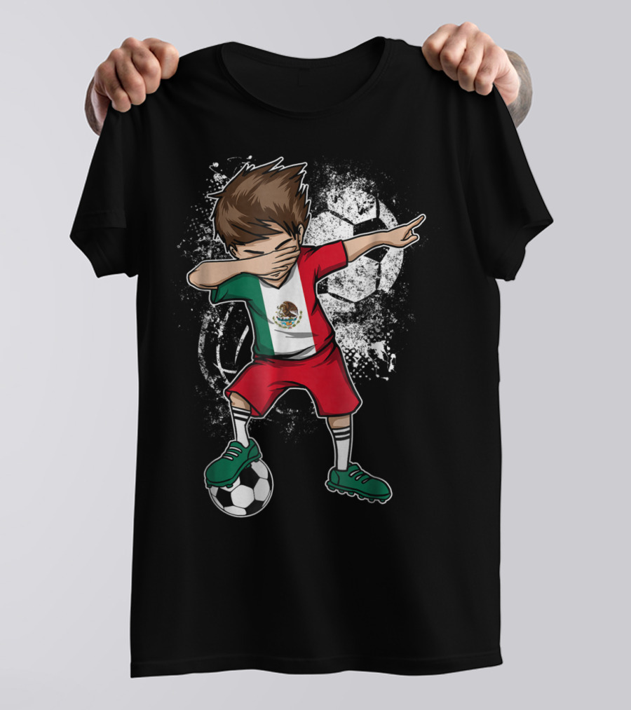 Dabbing Boy Mexico Soccer Mexican Jersey Football Player T-Shirt