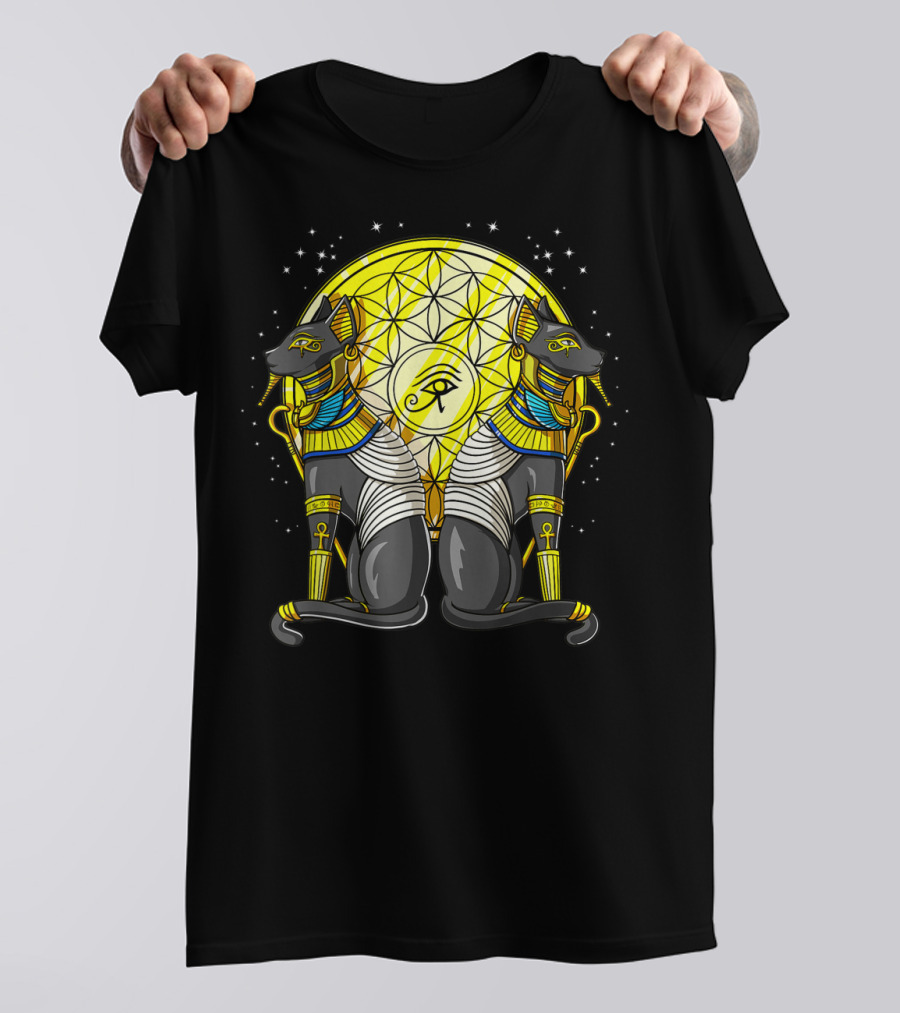Egyptian Cat Goddess Bastet Eye Of Horus Sacred Symbol Mythology T-Shirt