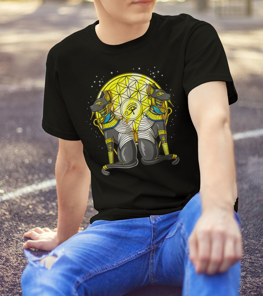 Egyptian Cat Goddess Bastet Eye Of Horus Sacred Symbol Mythology T-Shirt