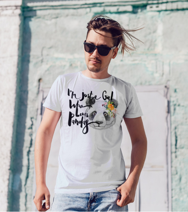 I'm Just A Girl Who Loves Pandas With Floral Crown T-Shirt