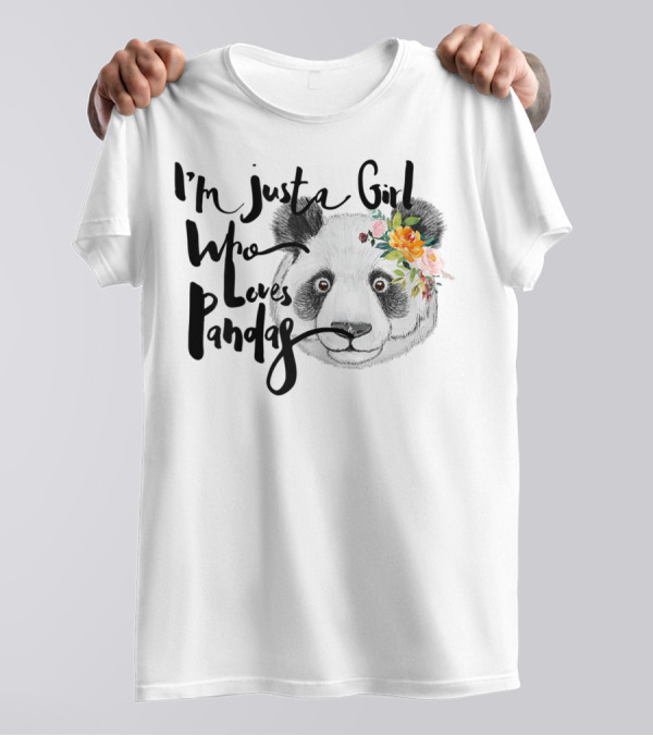 I'm Just A Girl Who Loves Pandas With Floral Crown T-Shirt