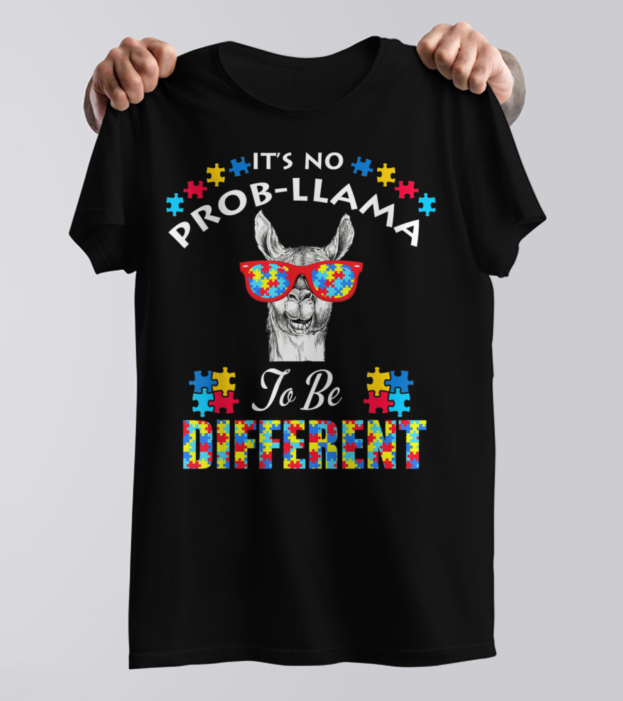 It's No Prob-Llama To Be Different Autism Awareness Boy Girl Kid T-Shirt