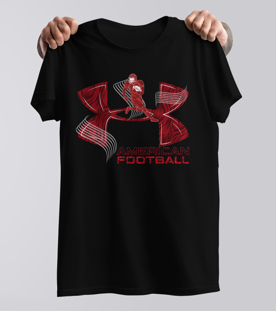 American Football Under Armor-Inspired Red Player T-Shirt