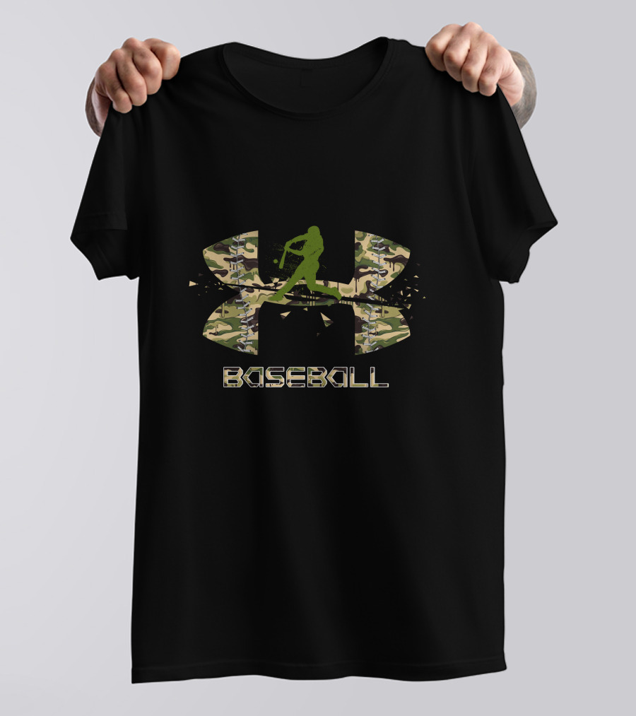 Bb241101 Baseball Camo Logo Batter Silhouette T-Shirt