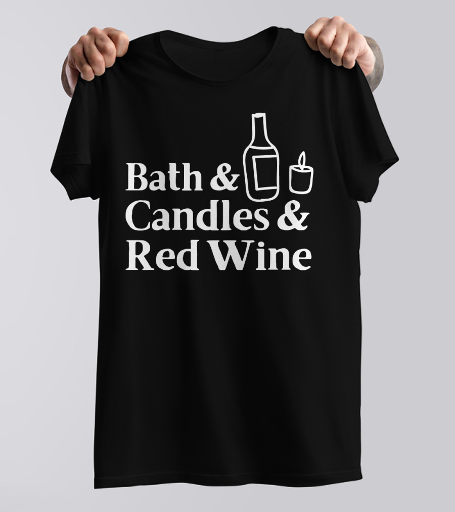Bath Relaxation With Candles And Red Wine Indulgence Iconography T-Shirt
