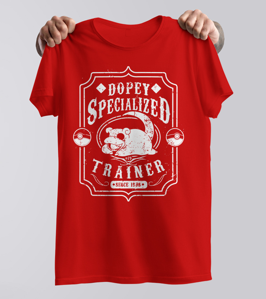 Dopey Specialized Trainer Slowpoke Since 1996 Pokéball Red Badge T-Shirt