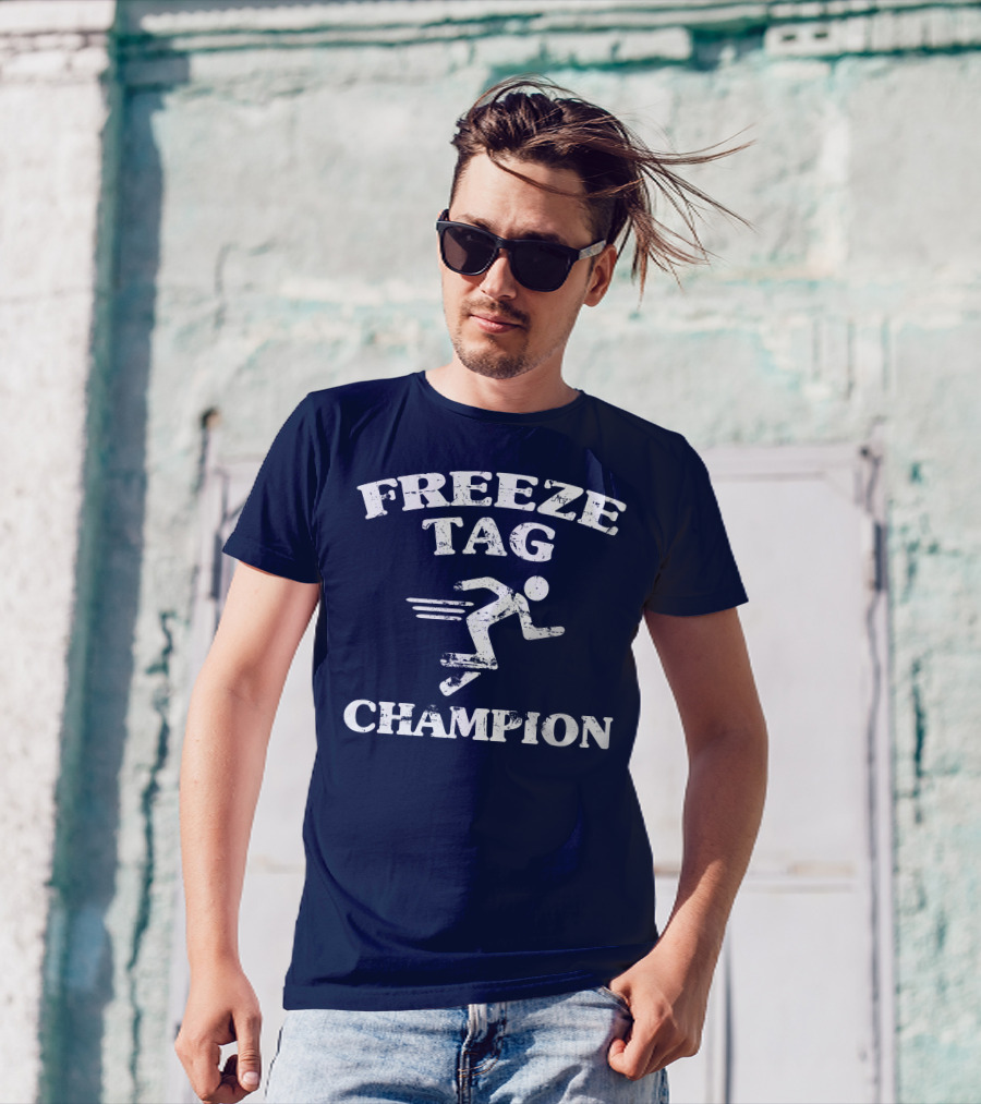 Freeze Tag Champion Retro Style Runner Vintage Text T-Shirt