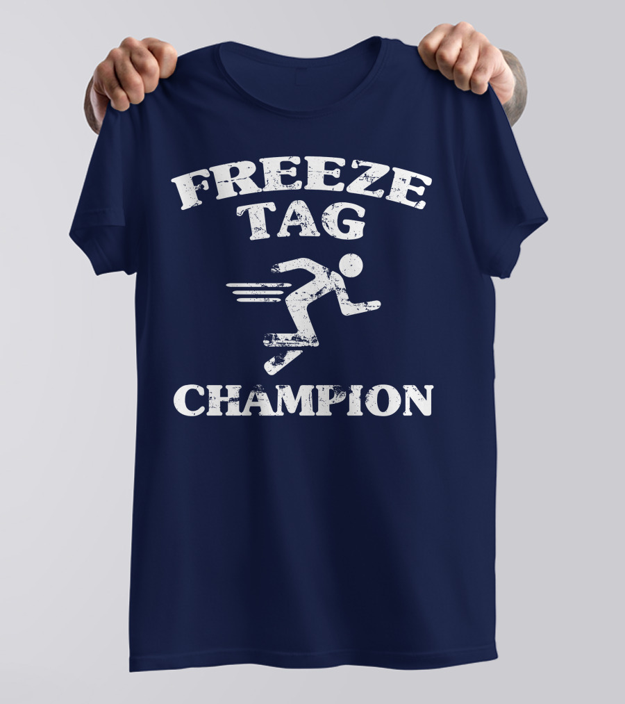 Freeze Tag Champion Retro Style Runner Vintage Text T-Shirt