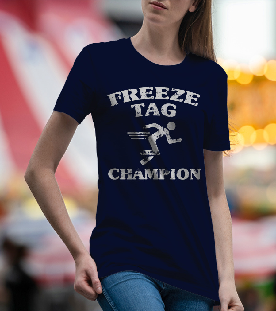 Freeze Tag Champion Retro Style Runner Vintage Text T-Shirt