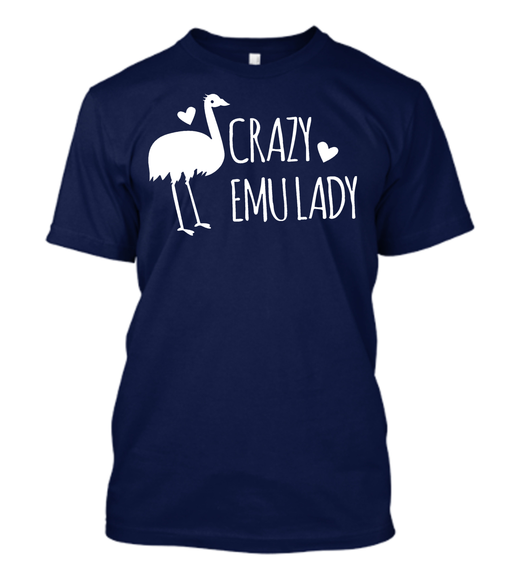 Crazy Emu Lady Emu Illustration With Hearts T-Shirt