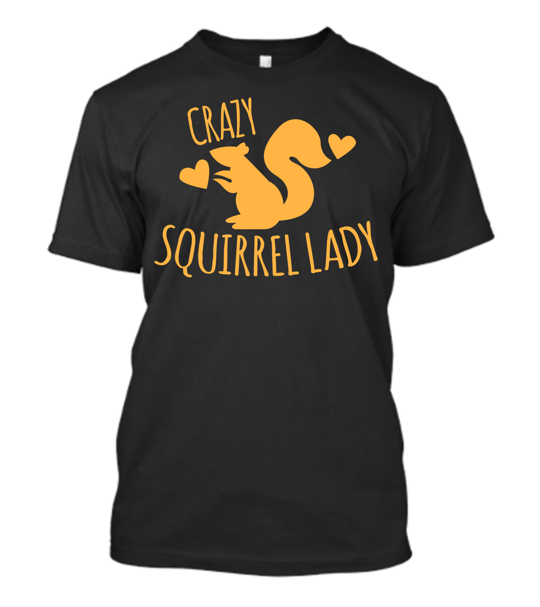 CRAZY SQUIRREL LADY Heart Symbol Yellow Squirrel T-Shirt