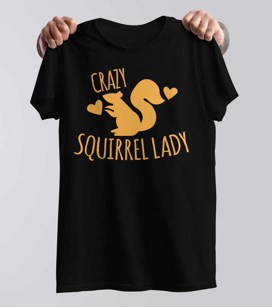 CRAZY SQUIRREL LADY Heart Symbol Yellow Squirrel T-Shirt