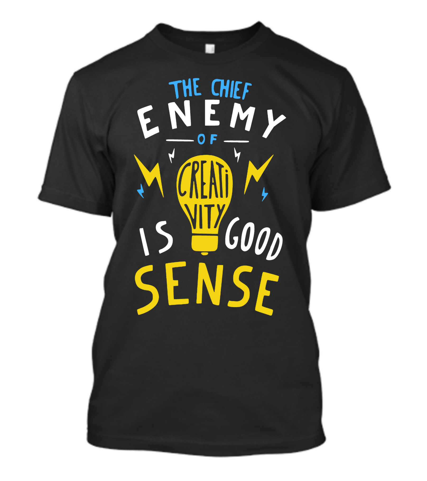 The Chief Enemy Of Creativity Is Good Sense Light Bulb Lightning T-Shirt