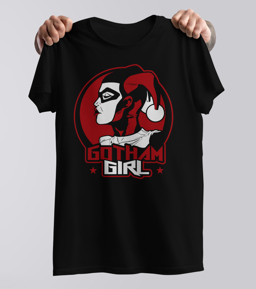 Gotham Girl Red And Black Jester Emblem T-Shirt