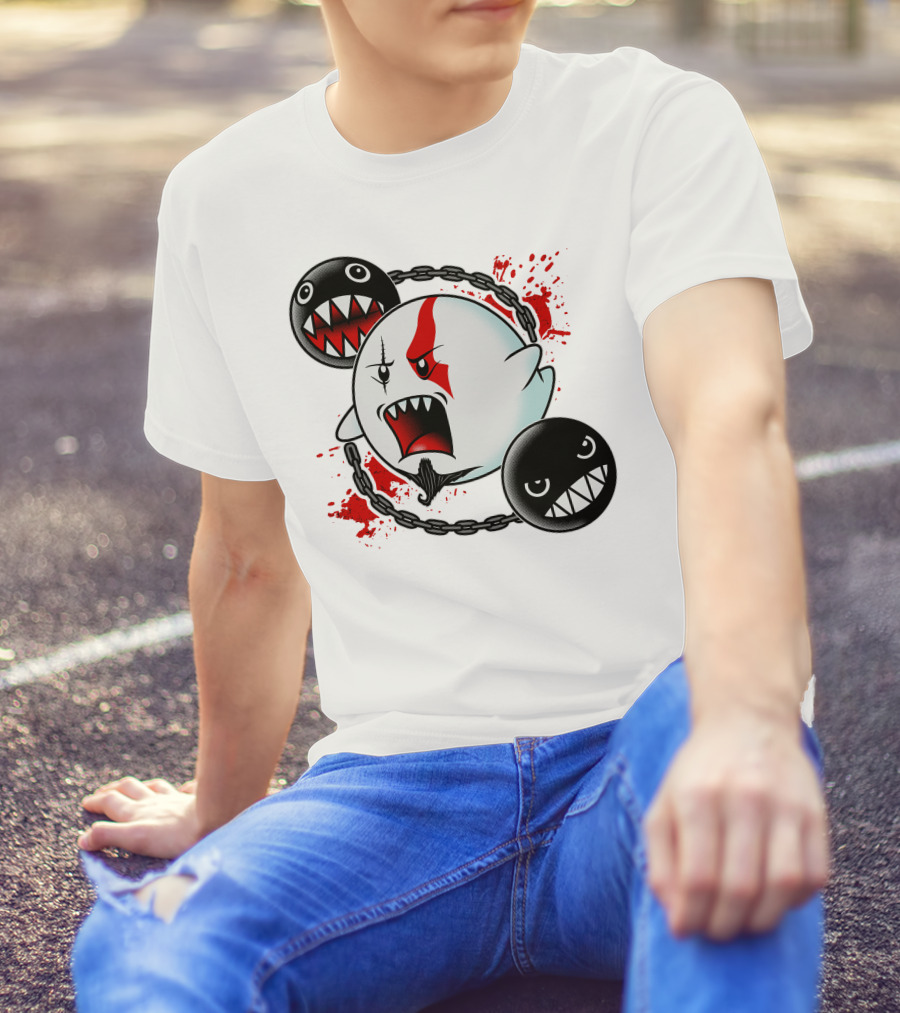 GHOST OF SPARTA BOO MEETS CHAIN CHOMP SPLATTER T-Shirt