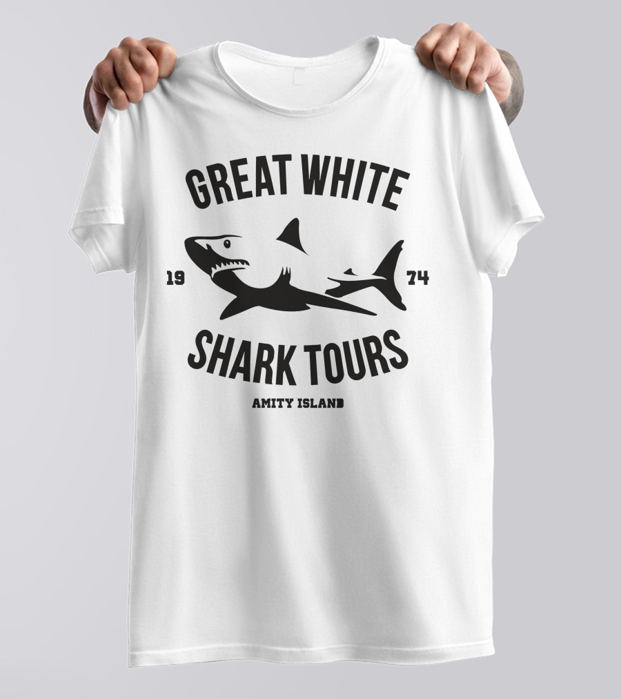 Great White Shark Tours Amity Island 1974 T-Shirt