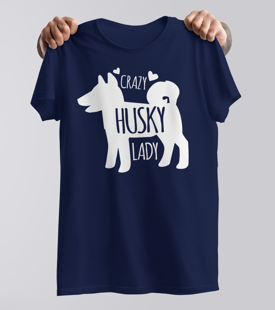 Crazy Husky Lady With Hearts Dog T-Shirt