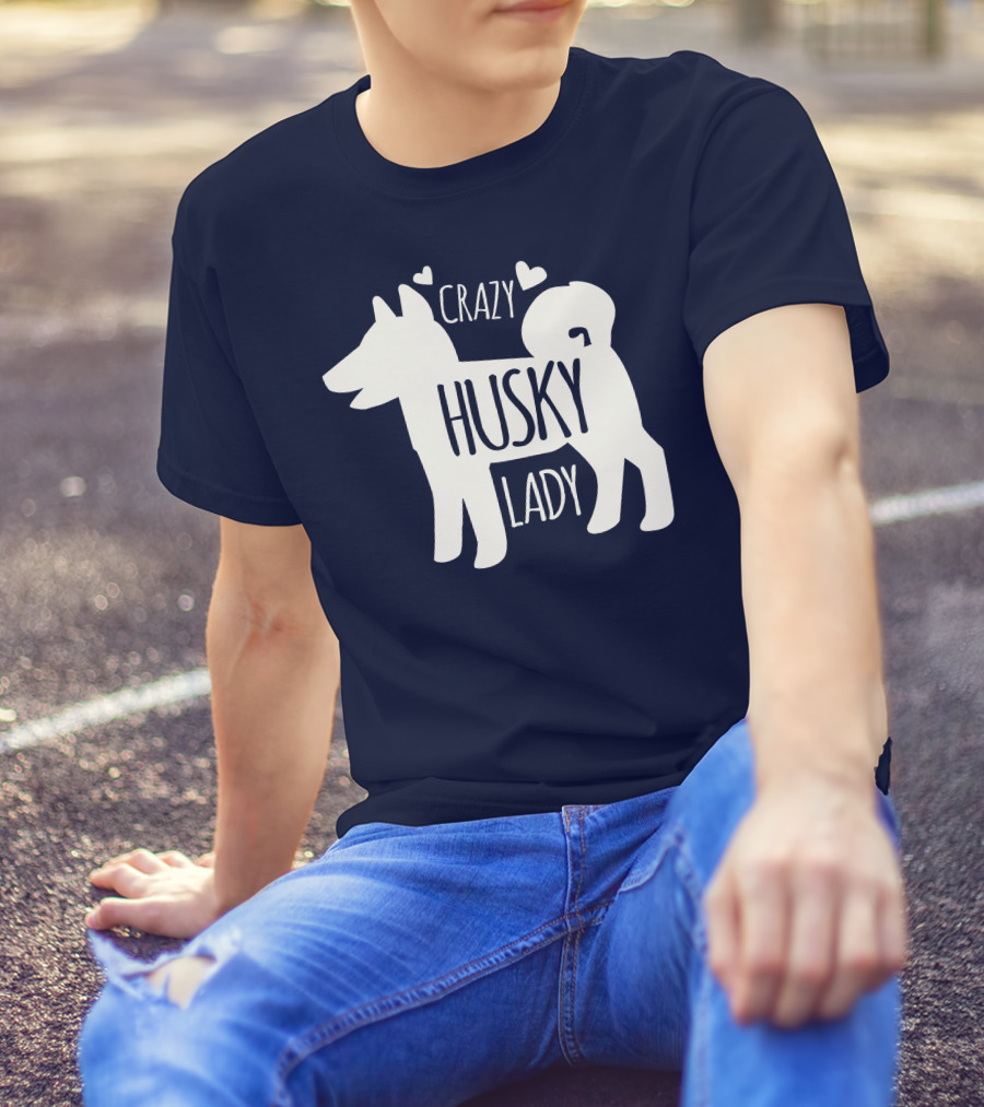 Crazy Husky Lady With Hearts Dog T-Shirt