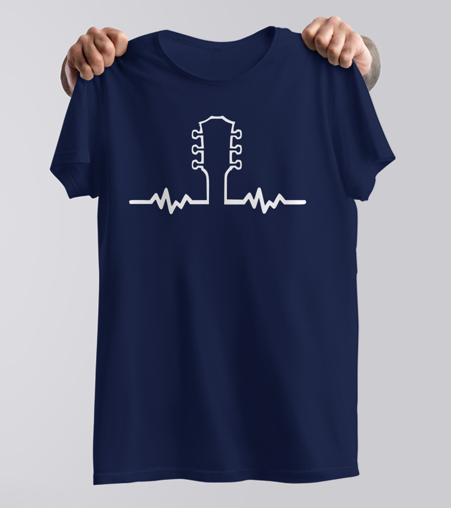 Guitar Beat Heartbeat Line Neck T-Shirt