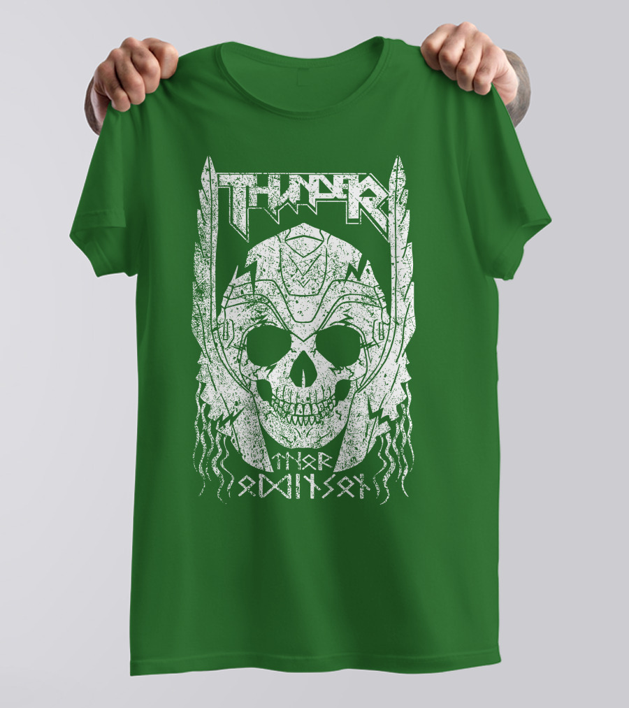 THUNDER Thor Odin Son Skull T-Shirt