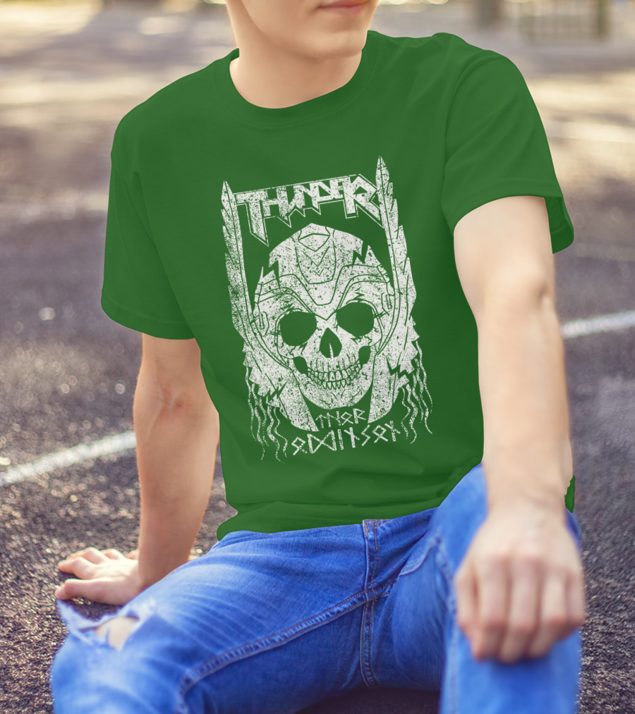 THUNDER Thor Odin Son Skull T-Shirt