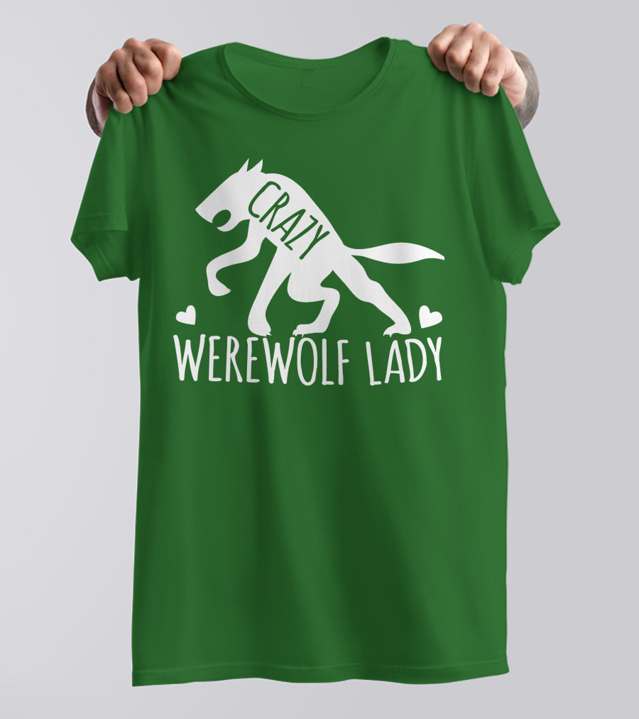 Crazy Werewolf Lady Hearts T-Shirt