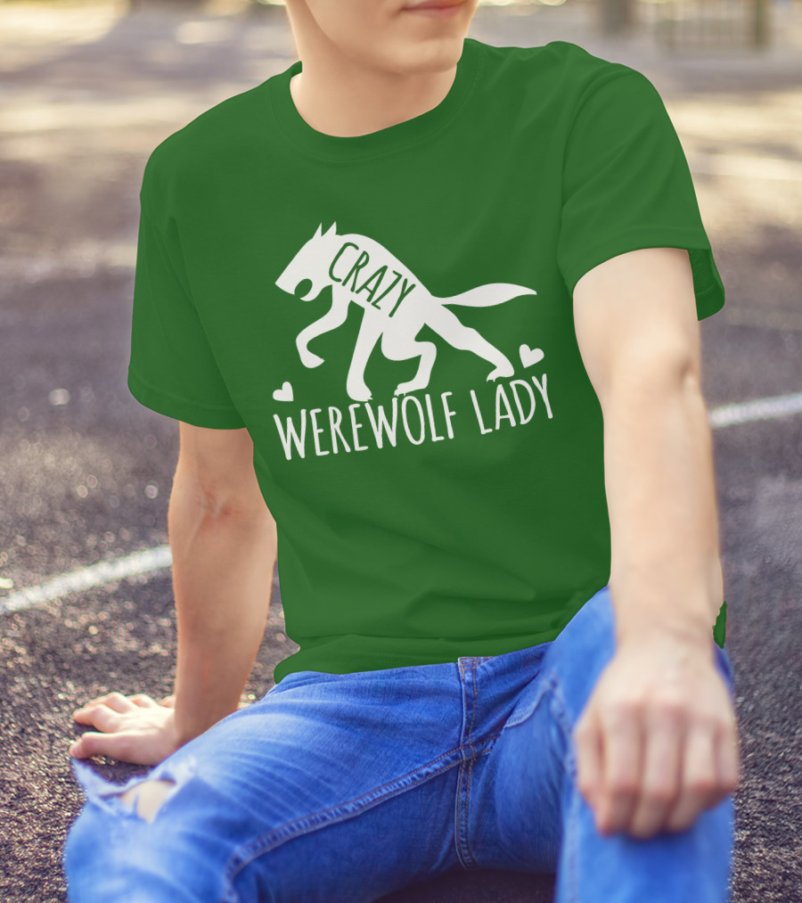 Crazy Werewolf Lady Hearts T-Shirt