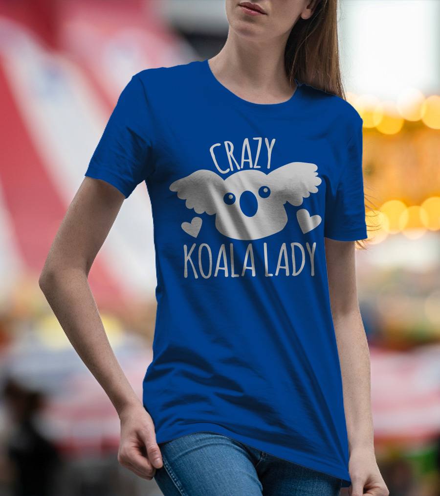 Crazy Koala Lady Cute Heart Accents T-Shirt