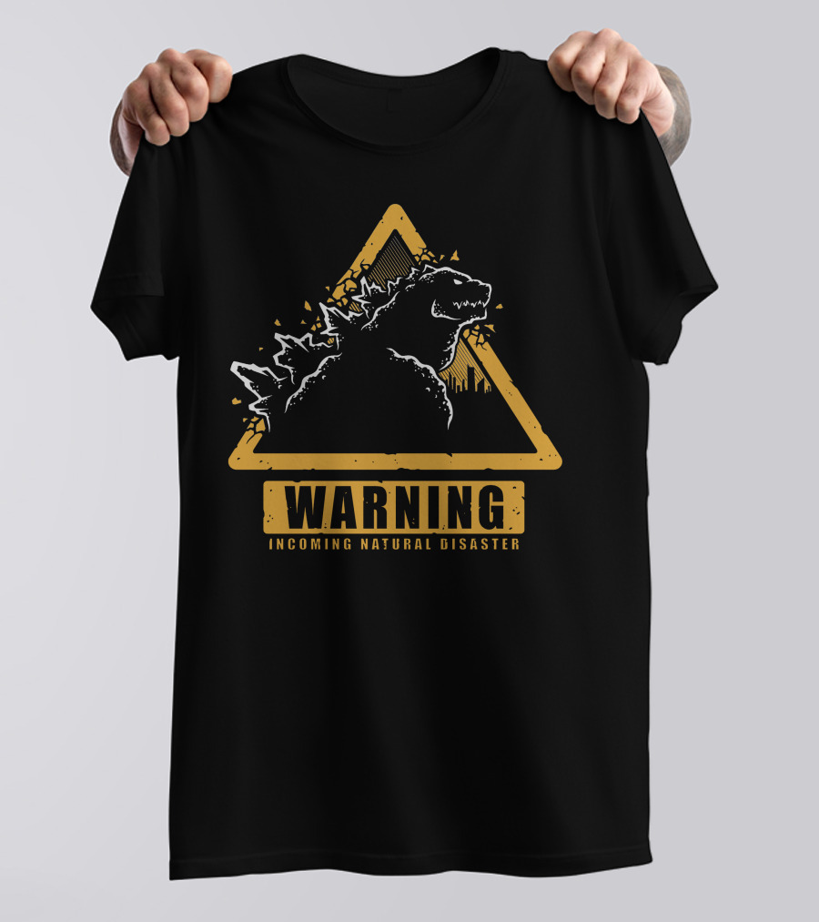 WARNING INCOMING NATURAL DISASTER TRIANGLE MONSTER OUTLINE T-Shirt