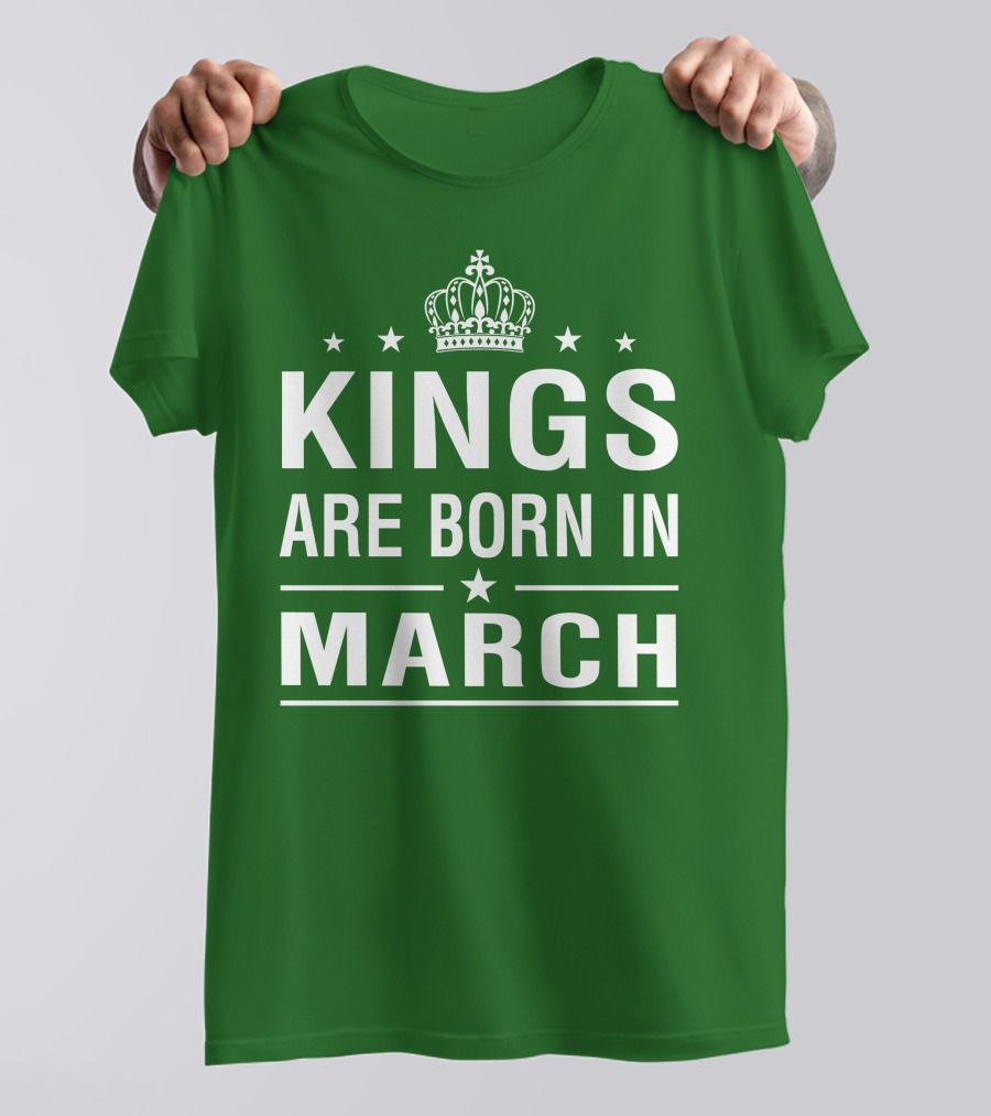 Kings Are Born In March Crown Icons T-Shirt