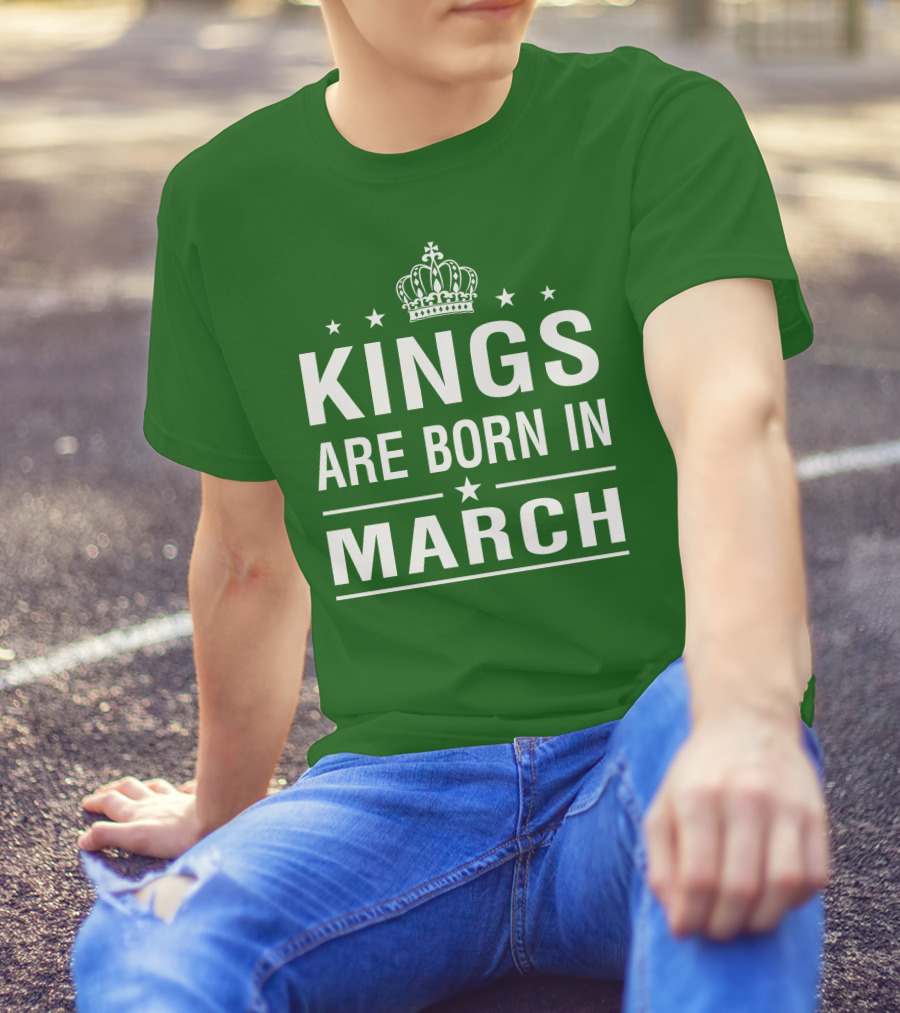 Kings Are Born In March Crown Icons T-Shirt