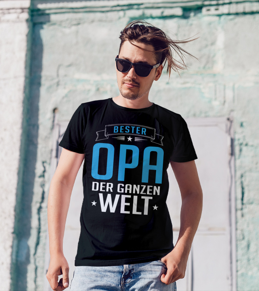 Bester Opa Der Ganzen Welt Stars Banner T-Shirt