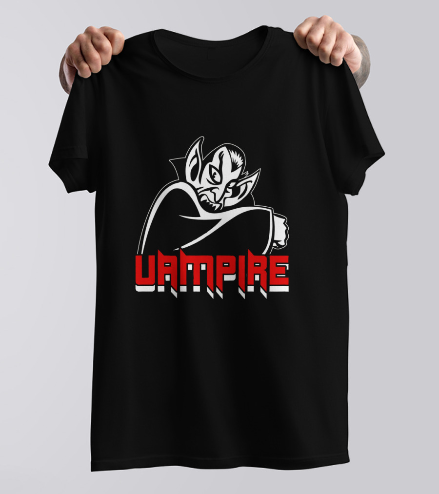Vampire Halloween Amusing Dracula Graphic Black Red T-Shirt