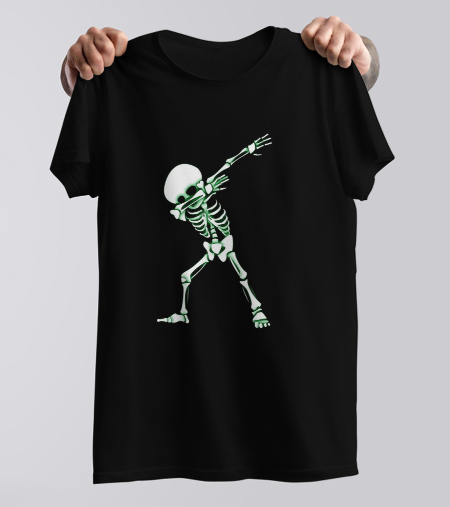 Dabbing Skeleton Halloween Skull Dab Glow In The Dark T-Shirt