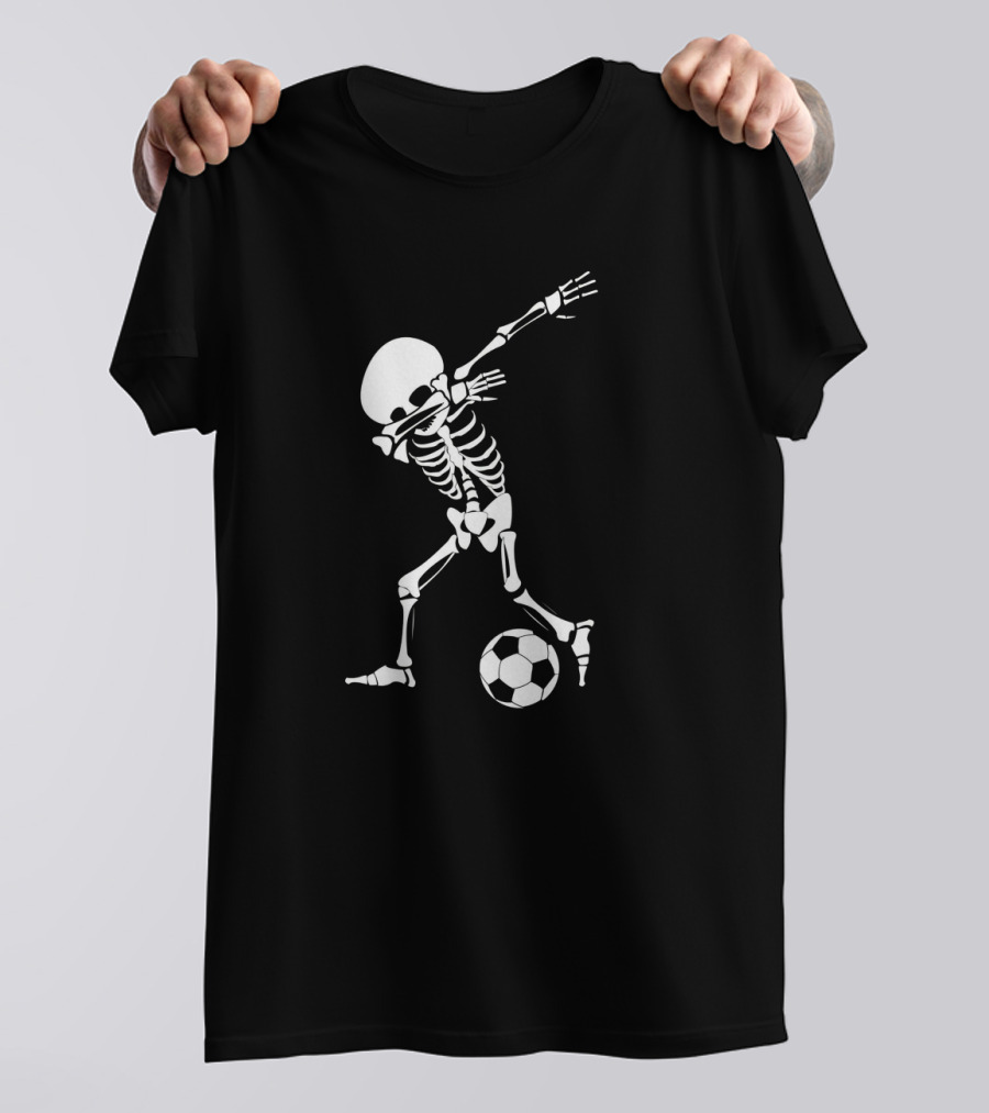 Dabbing Skeleton Halloween Soccer Dab Funny T-Shirt