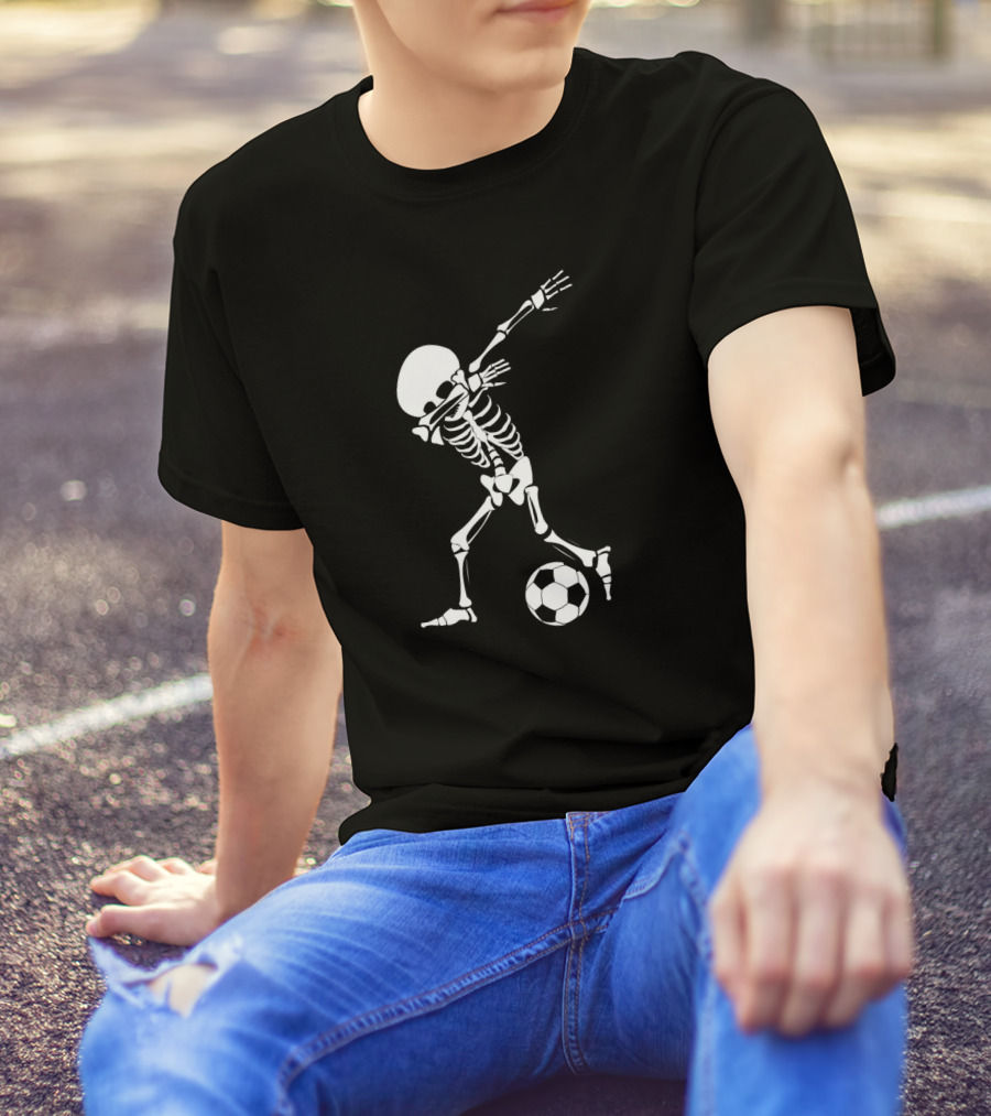 Dabbing Skeleton Halloween Soccer Dab Funny T-Shirt