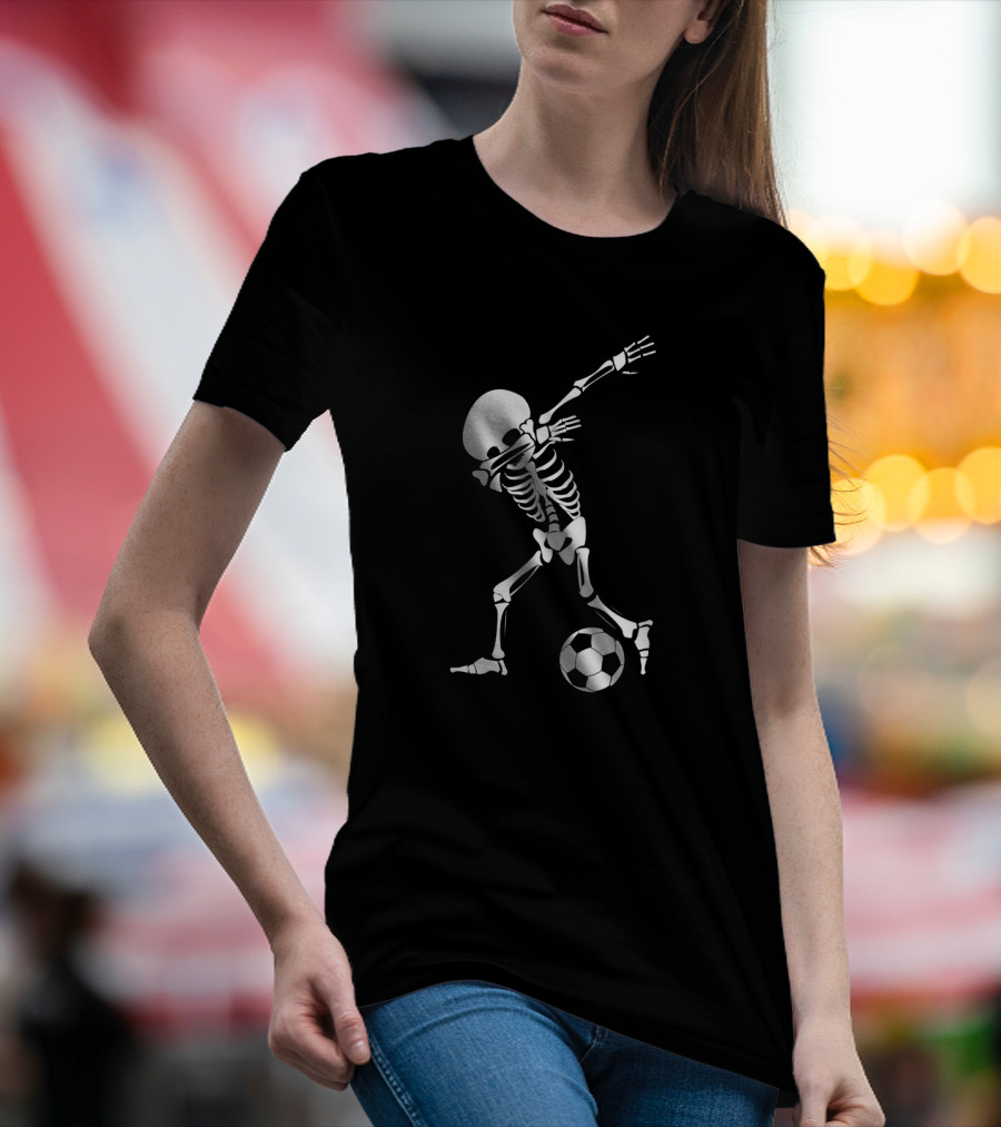 Dabbing Skeleton Halloween Soccer Dab Funny T-Shirt