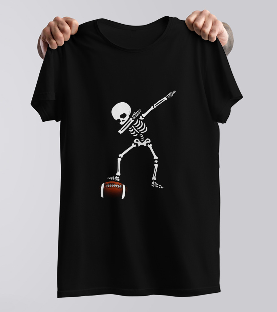 Football Skeleton Dabbing Sports With Football T-Shirt